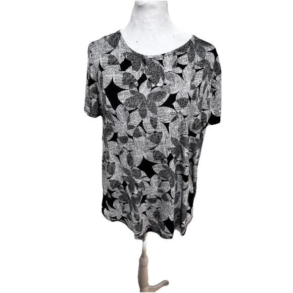 PREMISE STUDIO Black & White Design Short Sleeve T-Shirt Top Size 0X NWT $48 - Picture 1 of 7